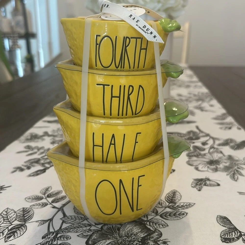 Rae Dunn By Magenta Yellow Lemon Stacking Measuring Cups